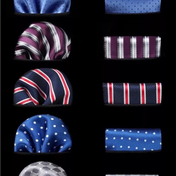HISDERN Men's Silk Necktie With Matching Pocket Square Collection 10 PCS - Picture 5 of 5